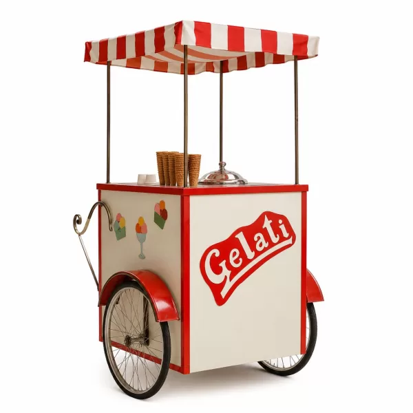 Carretto Gelati colorato in Legno, con Ruote